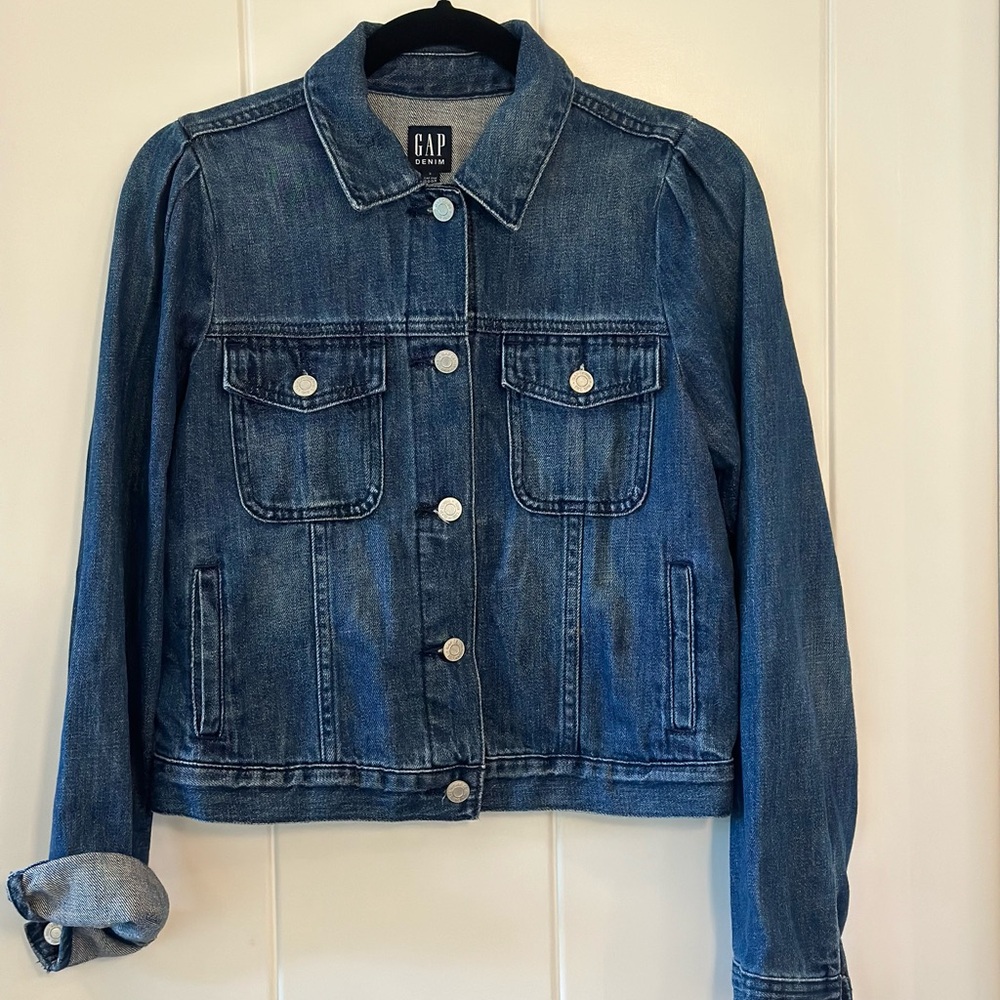 Gap denim puff sleeve jacket